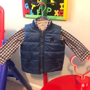 Puffer vest with matching button up
